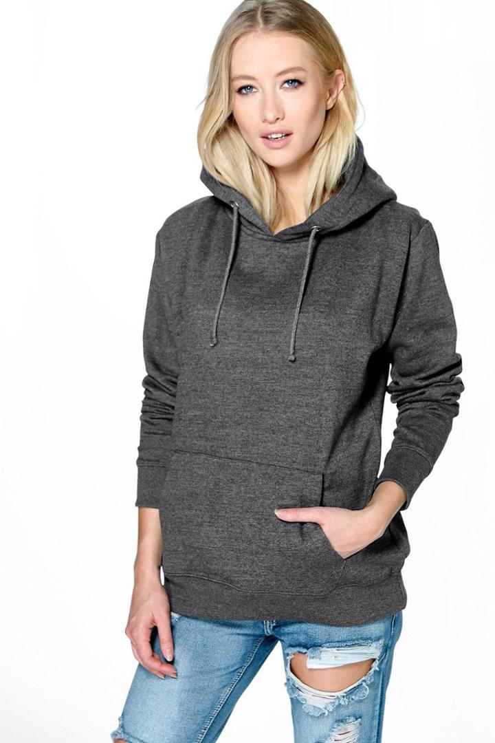 Boohoo Katie Overhead Hoody Charcoal