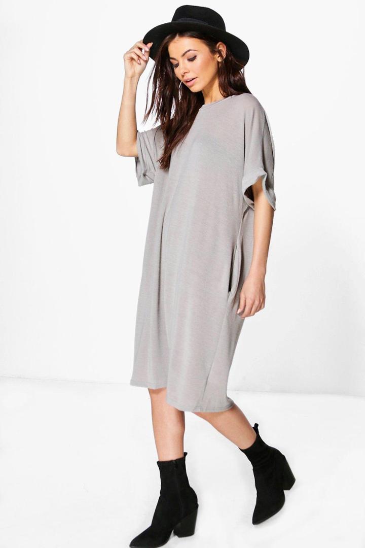 Boohoo Chelsea Fine Gauge T Shirt Dress Grey