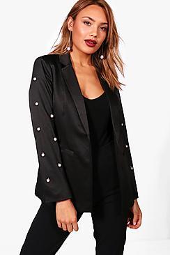 Boohoo Heather Pearl Embellished Tailored Blazer