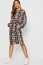 Boohoo Checked Oversized Brushed Knit Sweat T-shirt Co-ord