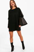 Boohoo Petite Molly Glitter Tired Sleeve Shift Dress