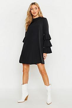 Boohoo Woven Tiered Sleeve Shift Dress
