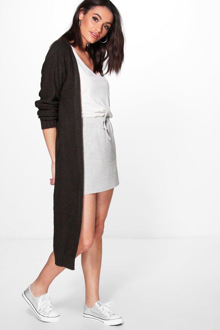 Boohoo Alexandra Soft Knit Maxi Cardigan Charcoal