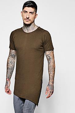 Boohoo Longline Asymmetric Sports Zip T-shirt