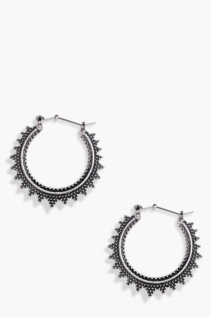 Boohoo Gabriella Eastern Boho Earrings Silver