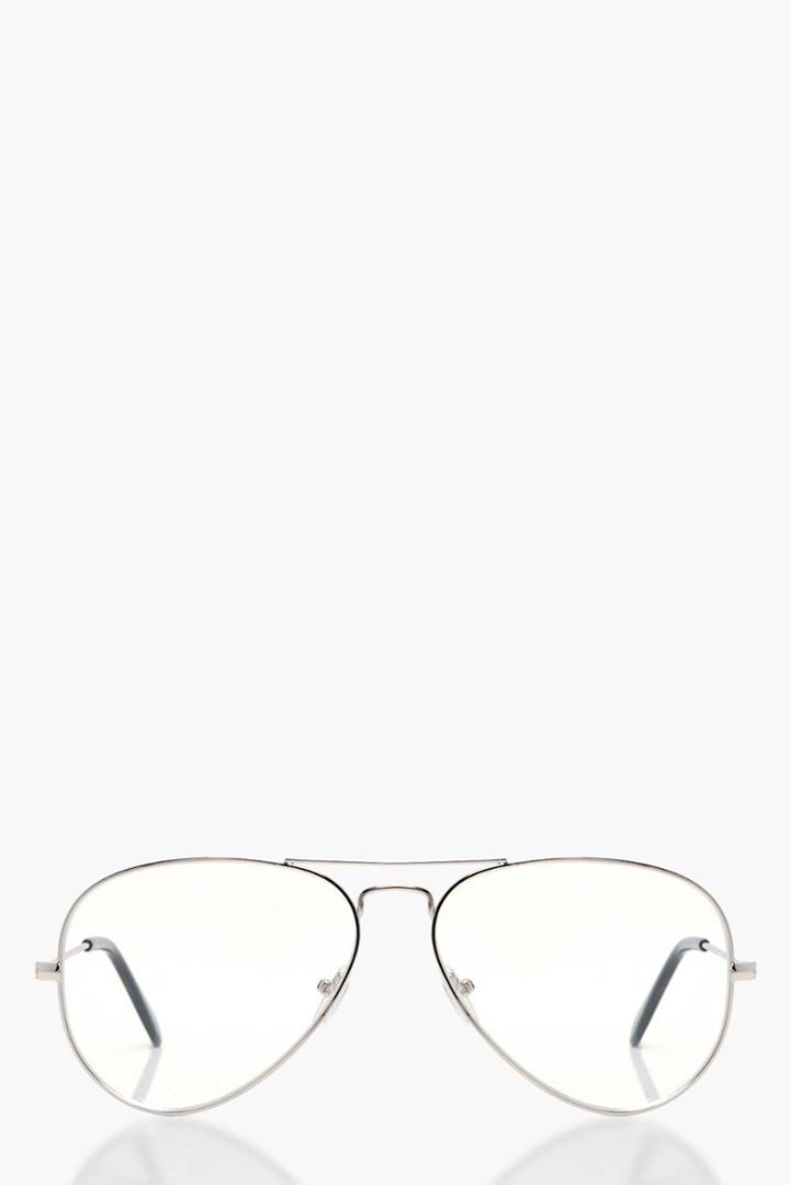 Boohoo Maya Clear Lense Aviator Glasses Clear