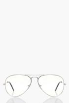 Boohoo Maya Clear Lense Aviator Glasses Clear