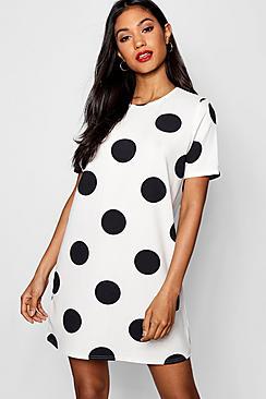 Boohoo Large Polka Dot Shift Dress