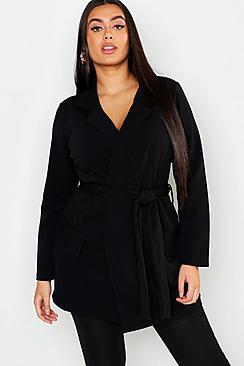Boohoo Plus Oversized Tie Blazer