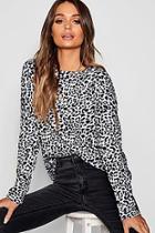 Boohoo Mono Print Knitted Top