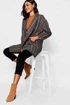 Boohoo Double Breasted Check Wool Coat