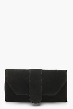 Boohoo Suedette Front Tab Clutch