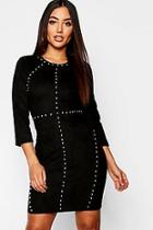 Boohoo Suedette Stud Midi Dress