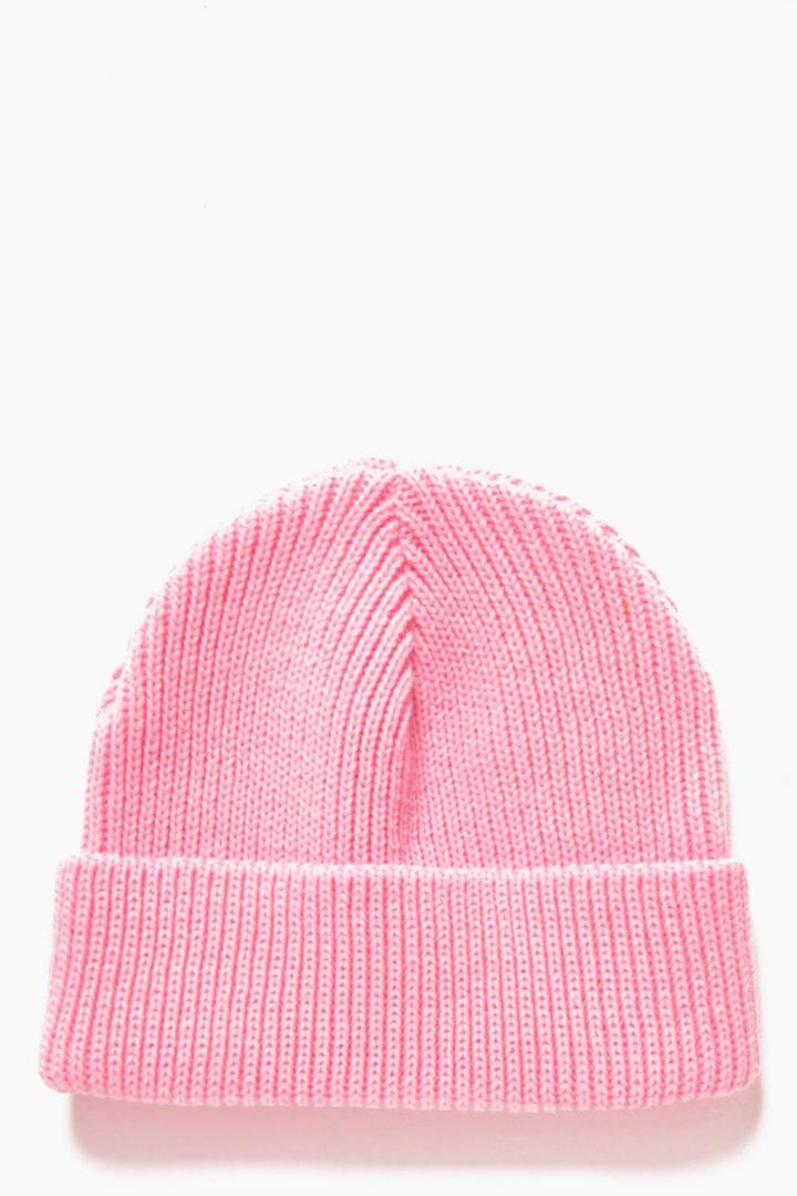 Boohoo Ribbed Fisherman Beanie Pink