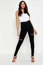 Boohoo Tall Black Ripped Jeggings