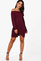 Boohoo Kayla Off The Shoulder Wrap Bodycon Dress