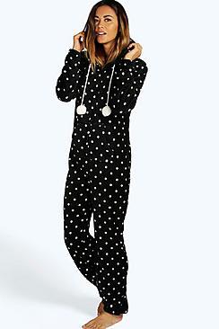 Boohoo Holly Polka Dot Fleece Onesie