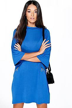 Boohoo Sally Polo Neck Swing Dress
