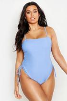 Boohoo Plus Square Neck Ruched Side Detail Swimsuit