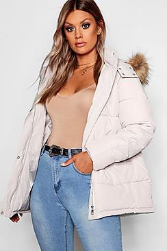 Boohoo Plus Drawstring Puffer Jacket