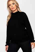 Boohoo Plus Ruffle Neck Oversized Jumper