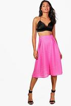 Boohoo Holly Bright Mesh Stripe Full Skater Skirt