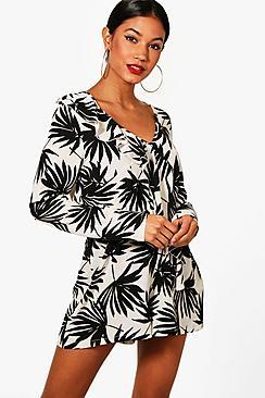 Boohoo Trisha Ruffle & Wrap Playsuit