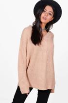 Boohoo Karina Slouchy Cable Jumper Blush