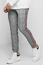 Boohoo Large Prince Of Wales Check Taped Cuffed Trouser