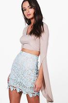 Boohoo Carmela Contrast Lining Crochet Lace Mini Skirt