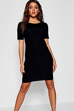 Boohoo Raw Edge Ribbed Bodycon Dress