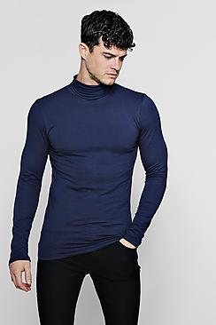 Boohoo Long Sleeve Roll Neck T-shirt In Muscle Fit