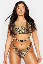 Boohoo Plus Leopard Print Buckle Crop Bikini