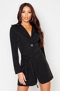 Boohoo Wide Belt Split Sleeve Blazer Dress