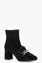 Boohoo Harriet Fringe + Chain Detail Block Heel Boot