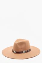 Boohoo Cerys Western Belt Detail Fedora Hat Tan