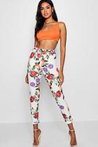 Boohoo Kelly Fruit Floral Print Scuba Skinny Trousers