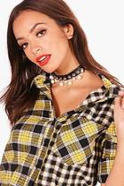 Boohoo Tasha Pierced Hoop And Pearl Detail Choker