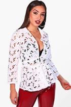 Boohoo Olivia Corded Lace Plunge Open Front Shirt