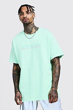 Boohoo Official Man Reflective Print Oversized T-shirt
