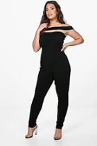 Boohoo Plus Aimee Off The Shoulder Crepe Jumpsuit