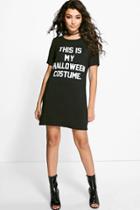 Boohoo Emily Halloween Costume Tshirt Dress Black
