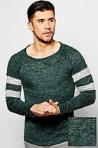 Boohoo Space Knit Jumper With Contrast Striped Sleeves