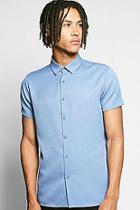 Boohoo Herringbone Texture Short Sleeve Shirt