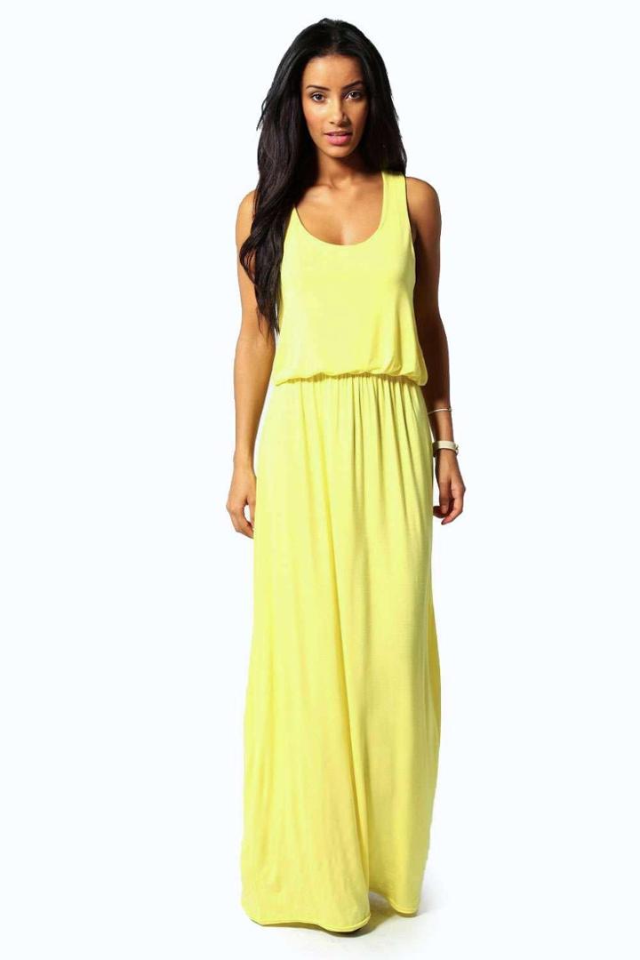 Boohoo Petite Alice Racer Back Maxi Dress Yellow