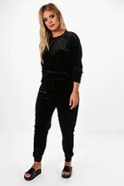 Boohoo Plus  Velvet Top And Sweat Pants