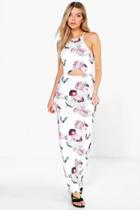 Boohoo Kasey Strappy Floral Cut Out Maxi Dress Multi