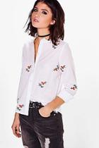 Boohoo Sarah Embroidered Cotton Shirt