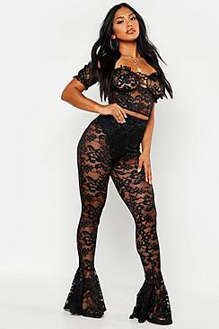 Boohoo Lace Ruffle Hem Trouser