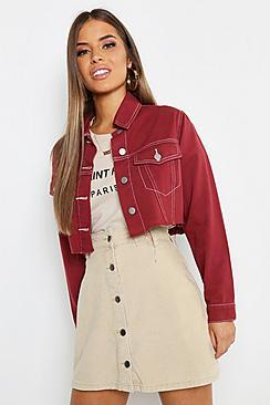 Boohoo Petite Contrast Stitch Crop Jacket